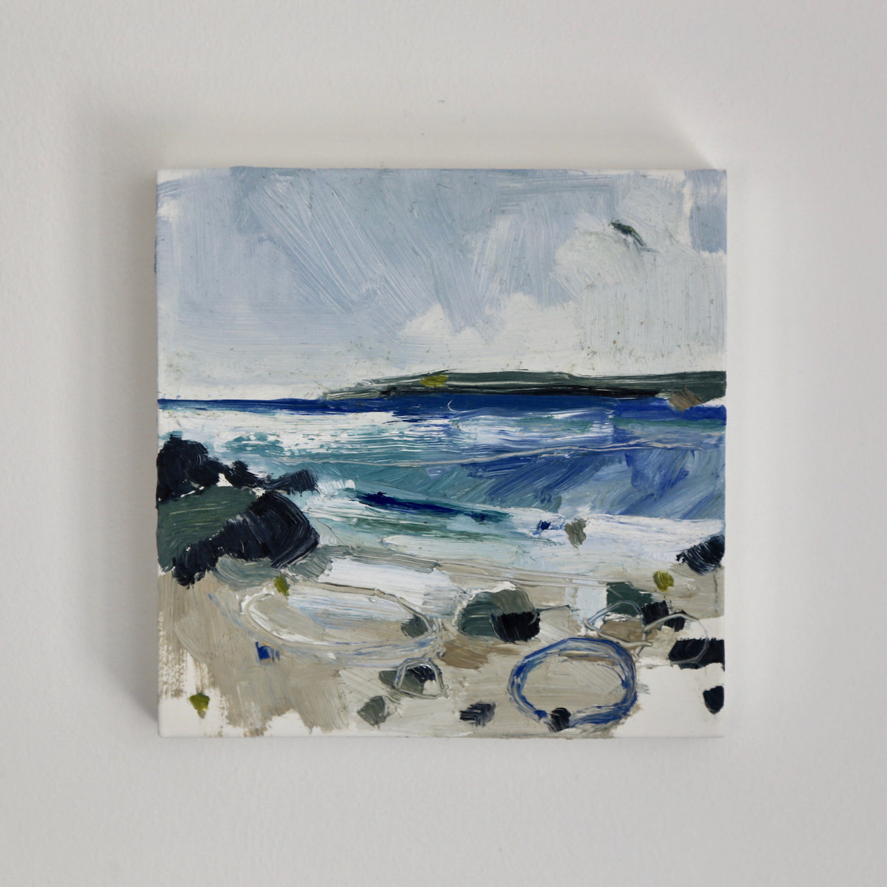 An abstract painting of Coastline, Tregantle by Aimee Willcock