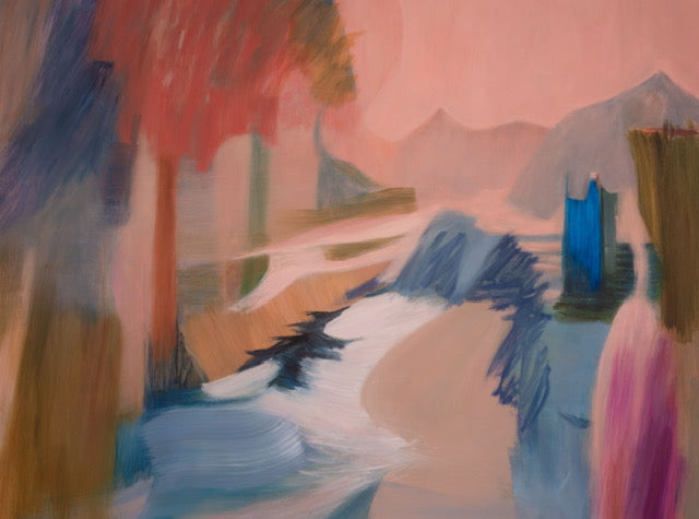 Abstract landscape scene in pastel tones by Cornish artist Heath Hearn