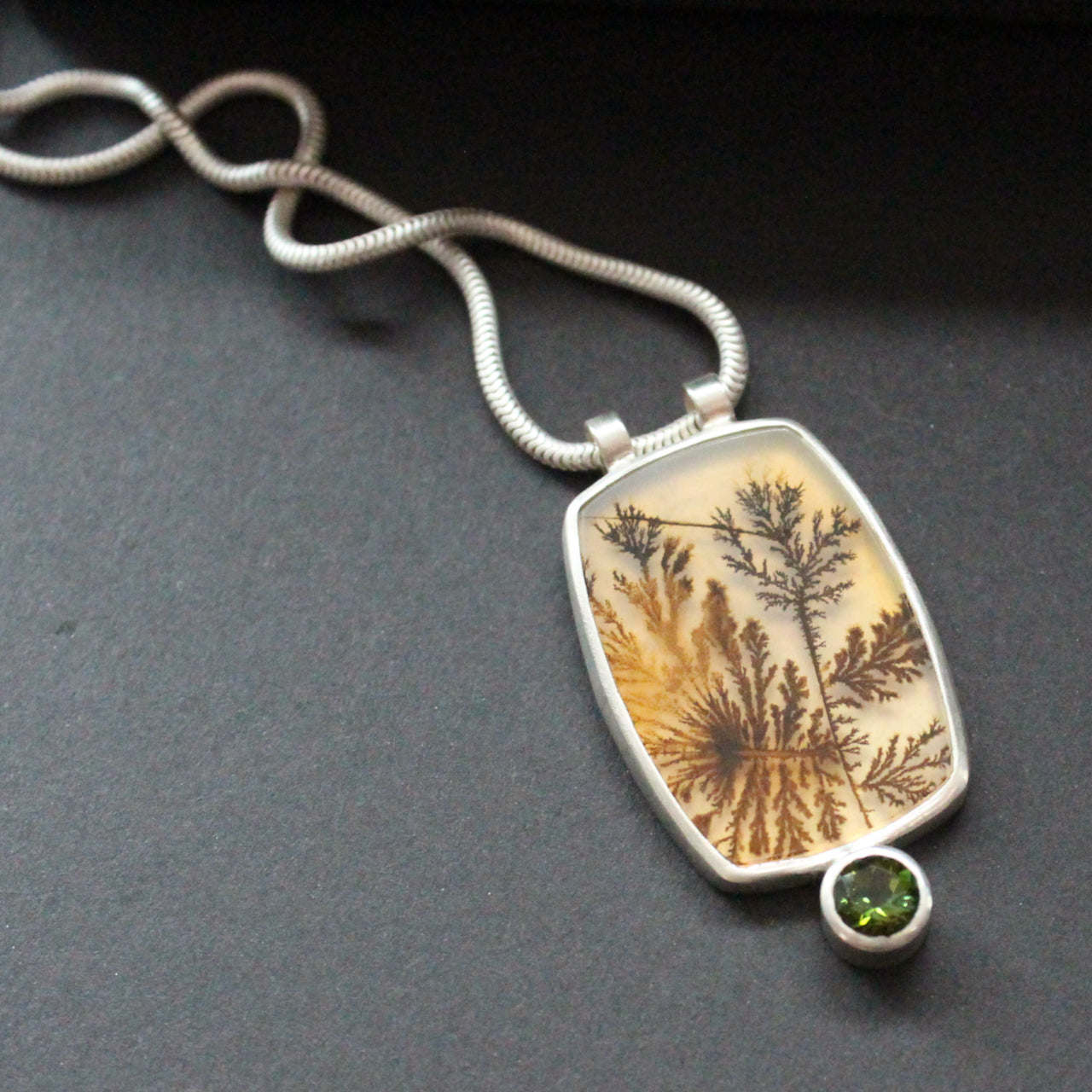 Carin Lindberg agate necklace on a silver chain