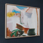Abstract painting by UK artist Heath Hearn with tones of white, brown, black, ochre and grey