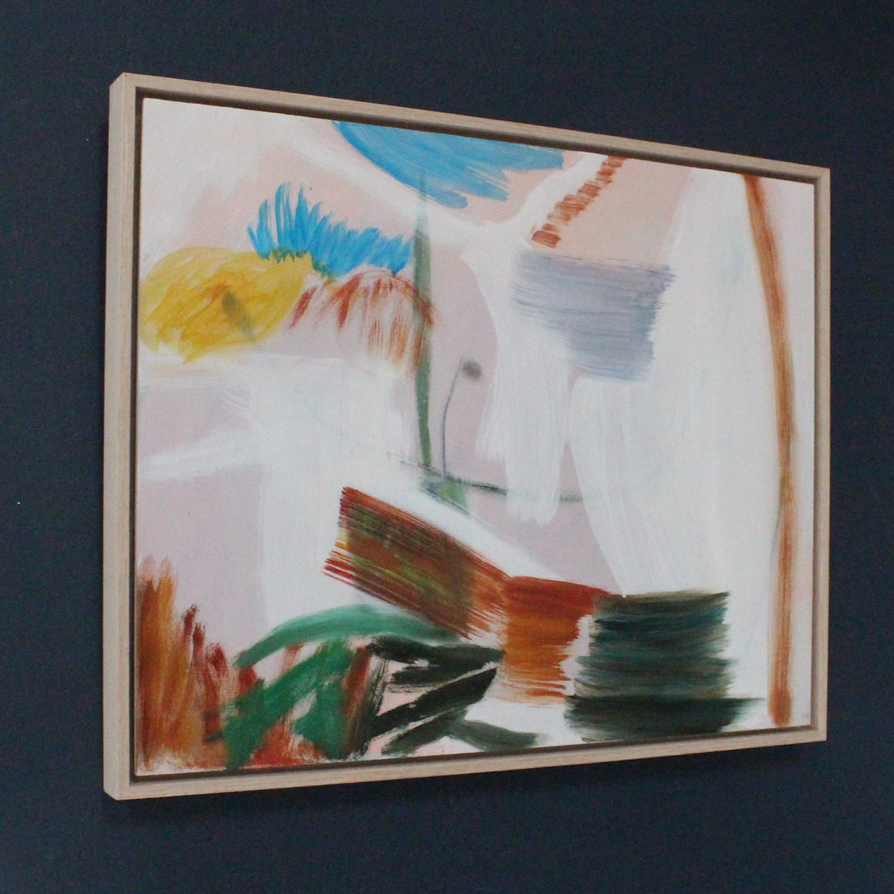 Abstract painting by UK artist Heath Hearn with tones of white, brown, black, ochre and grey