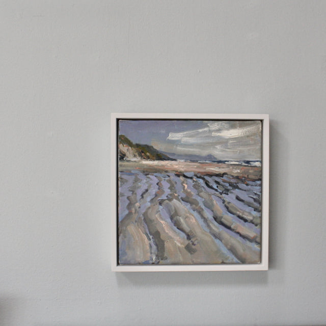 A painting of tidelines on a Cornish beach by Cornwall artist Jill Hudson