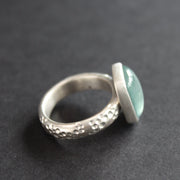 Moss aquamine textured ring in brushed silver by Carin Lindberg