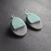 oval shaped earrings in grey and green by UK jewellery designer Clare Lloyd