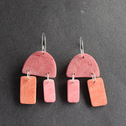 red and pink earrings by UK jewellery designer Clare Lloyd