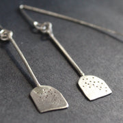 silver paddle shaped earrings by jewellery lizzie weir of Anatole Design