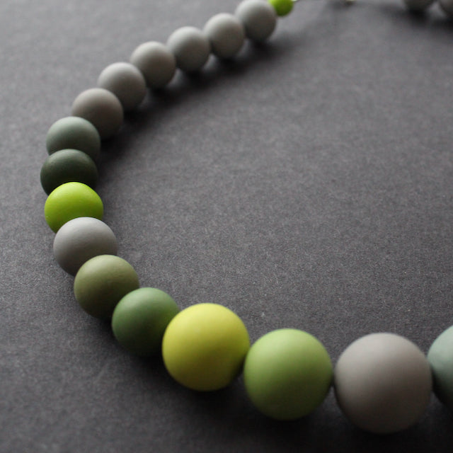 green and grey bead necklace by Clare Lloyd