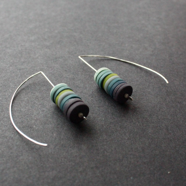 The Byre Gallery- Clare Lloyd earrings in midnight, green and slate blue