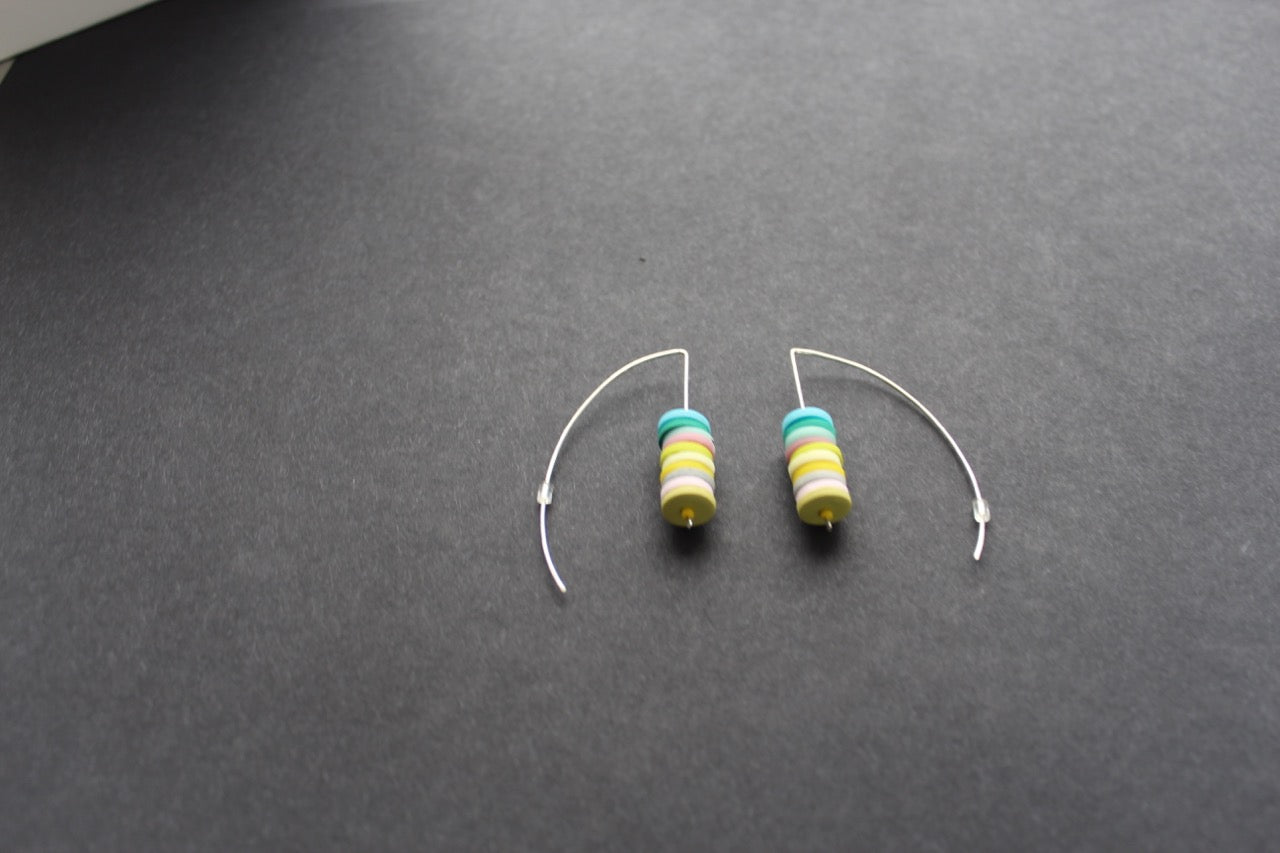 Stacked disc earrings in pastels by Clare Lloyd