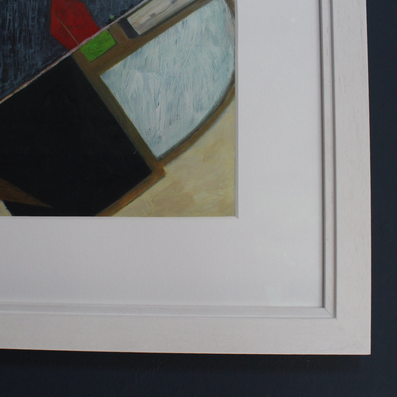 details of painting with white, sand yellow and blue brush strokes