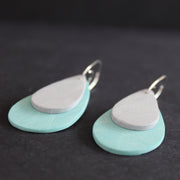 Scratch raindrop earrings in duck egg and grey by Clare Lloyd