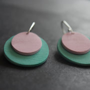 Scratch oval earrings in duck egg and pink by Clare Lloyd