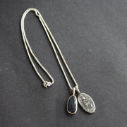 Labradorite textured silver duo pendants on silver chain by Carin Lindberg