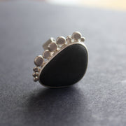 Beach pebble and silver statement ring by Carin Lindberg