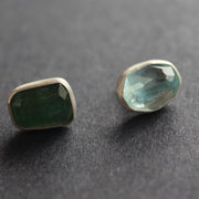 Aquamine and green tourmaline stud earrings by Carin Lindberg