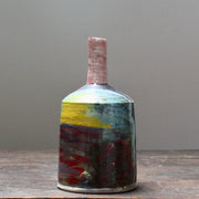 brightly coloured ceramic  bottle by potterJohn Pollex
