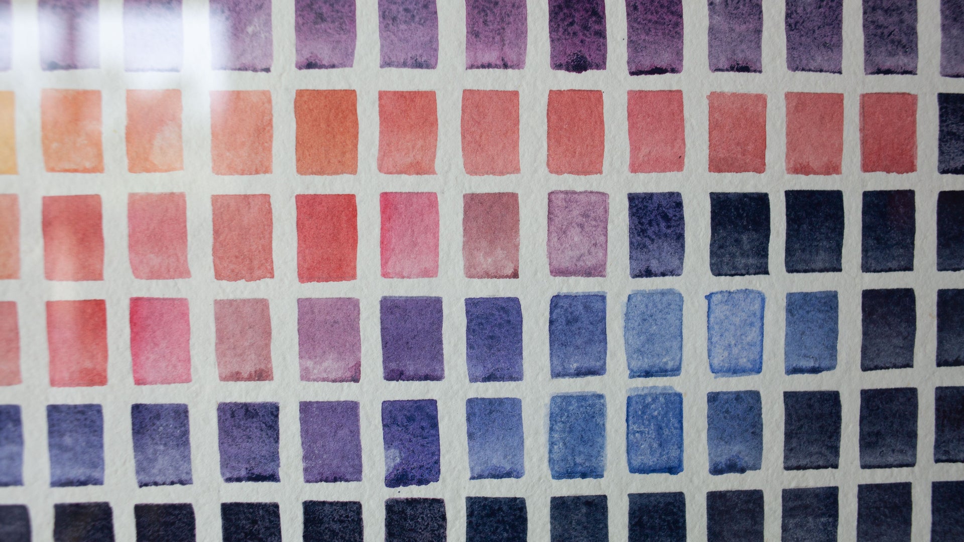 Close up of Abstract painting of a sunset pink, yellow and blue