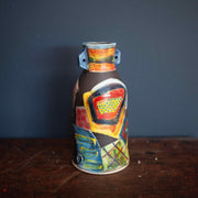 Ceramic vase with handles  in reds, greens and blues by John Pollex