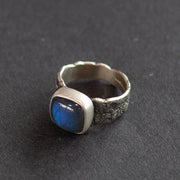 Labradorite ring in textured sterling silver by Carin Lindberg