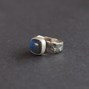 Labradorite ring in textured sterling silver by Carin Lindberg