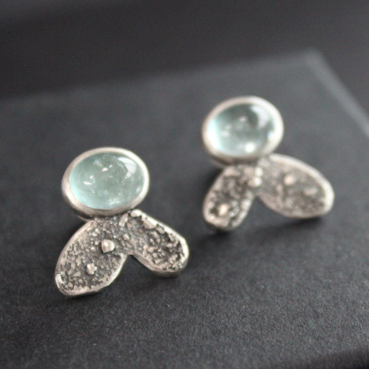 Carin Lindberg - Aquamarine studs in textured sterling silver