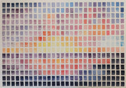 Abstract painting of a sunset pink, yellow and blue