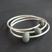 Beach pebble silver abstract bangle by Carin Lindberg