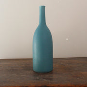 dark turquoise coloured ceramics bottle by English ceramicist Lucy Burley