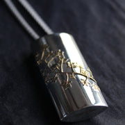 Plantae box pendant in silver with gold leaf detail by Beverly Bartlett