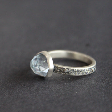 Silver and pale blue stone ring by Carin Lindberg at the Byre Gallery
