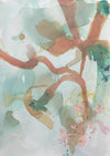 seaweed inspired abstract painting in pink, rust and green by artist Tara Leaver