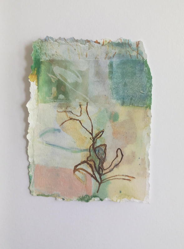 Tara Leaver abstract watercolour in pastel shades with distressed edges to the card