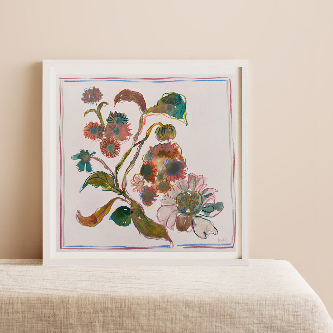 framed painting of flowers by Lucy Innes-Williams 