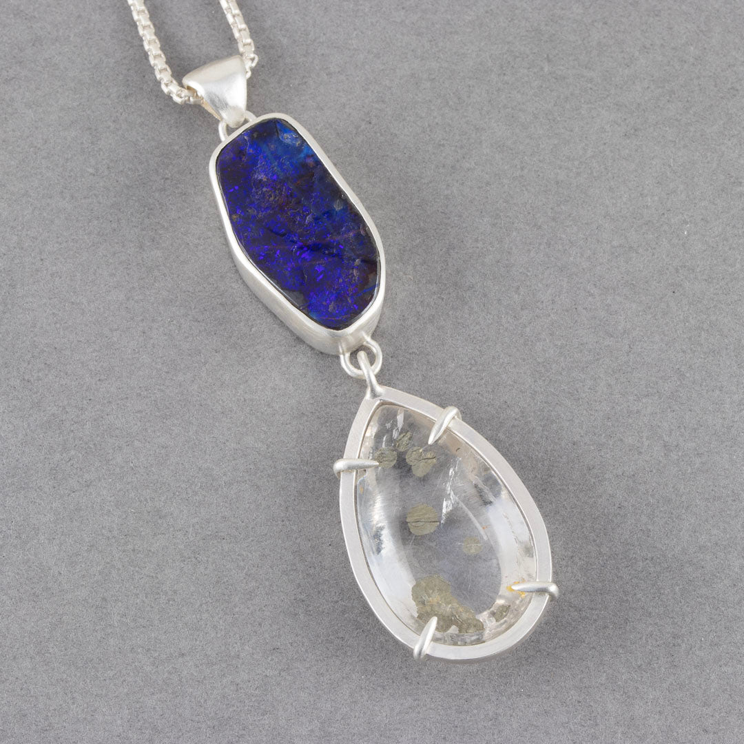 Carin Lindberg pendant with large purple opal in a silver setting 