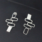 Silver four monolith design earrings by Cornish artist Lucy Spink.