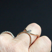 9ct gold link ring set with diamond by UK artist Amy Stringer