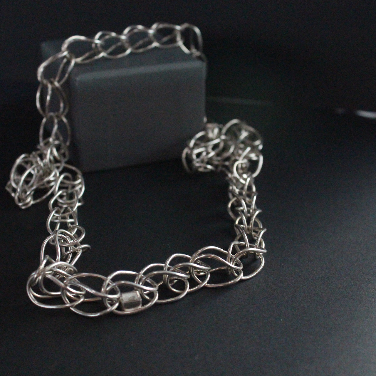 Sterling Silver loop in loop chain necklace by artist Amy Stringer