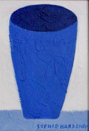 painting of a blue tumbler on a white background by Cornwall artist Sophie Harding 