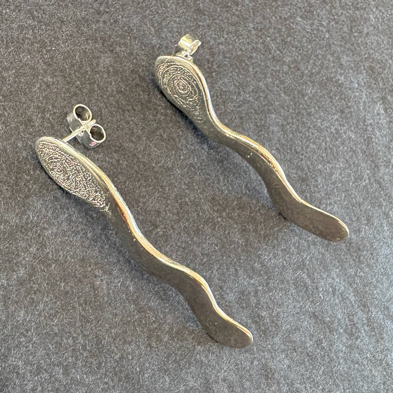Claire Stockings-Baker - Forged silver Sea Siren Earrings
