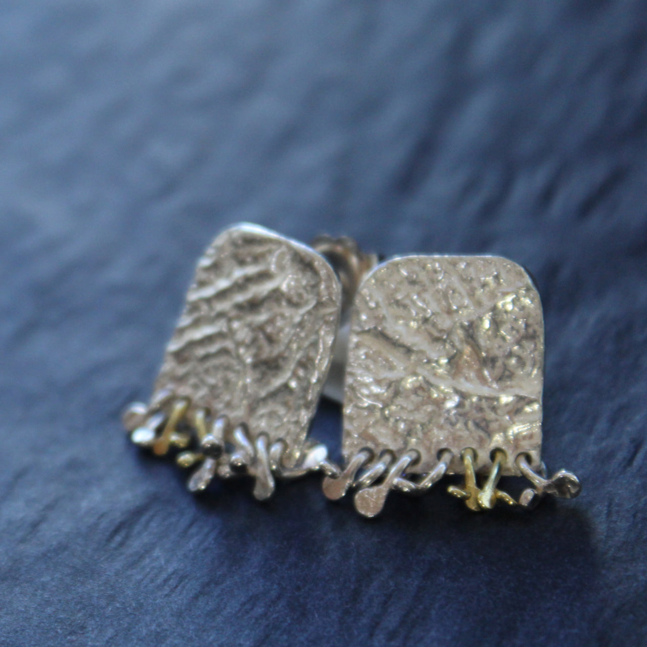 Lucy Spink - Earrings Synthesis with 18ct gold and silver clusters
