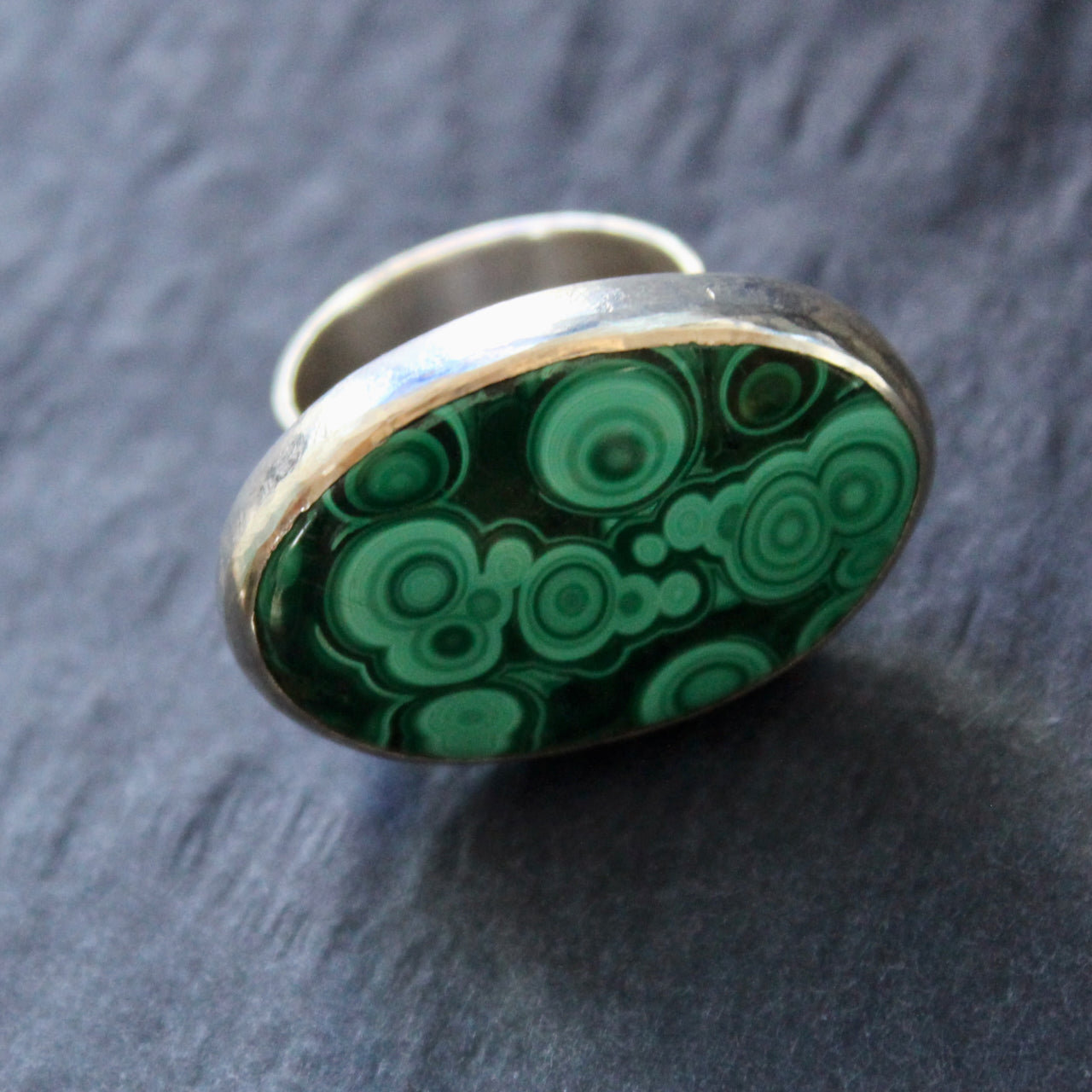 Lucy Spink - Ring, Malachite Oval