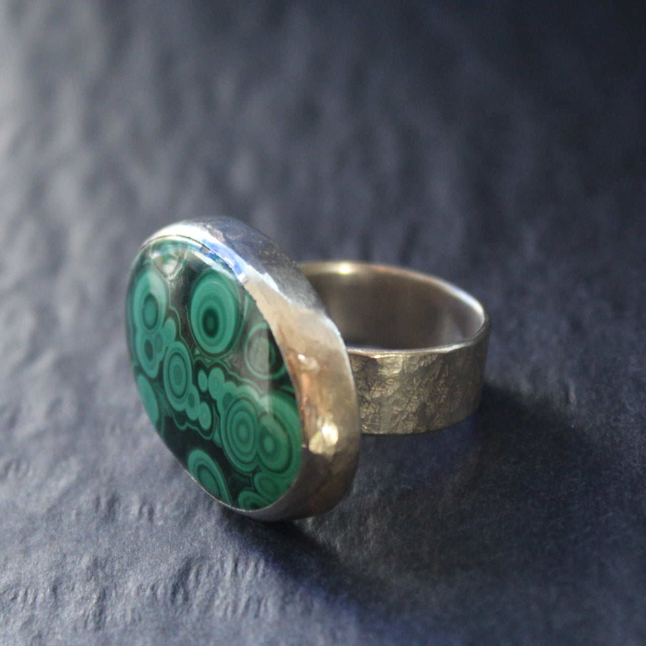 Lucy Spink - Ring, Malachite Oval