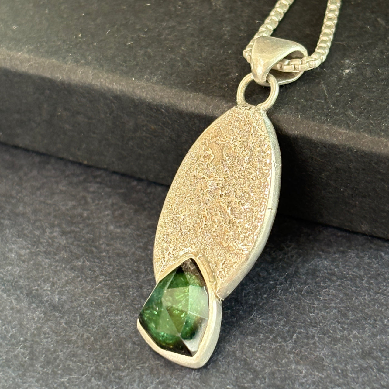 Carin Lindberg -  Green Tourmaline pendant in textured sterling silver