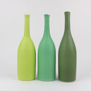 Three Green ceramic bottles by UK ceramicist Lucy Burley 