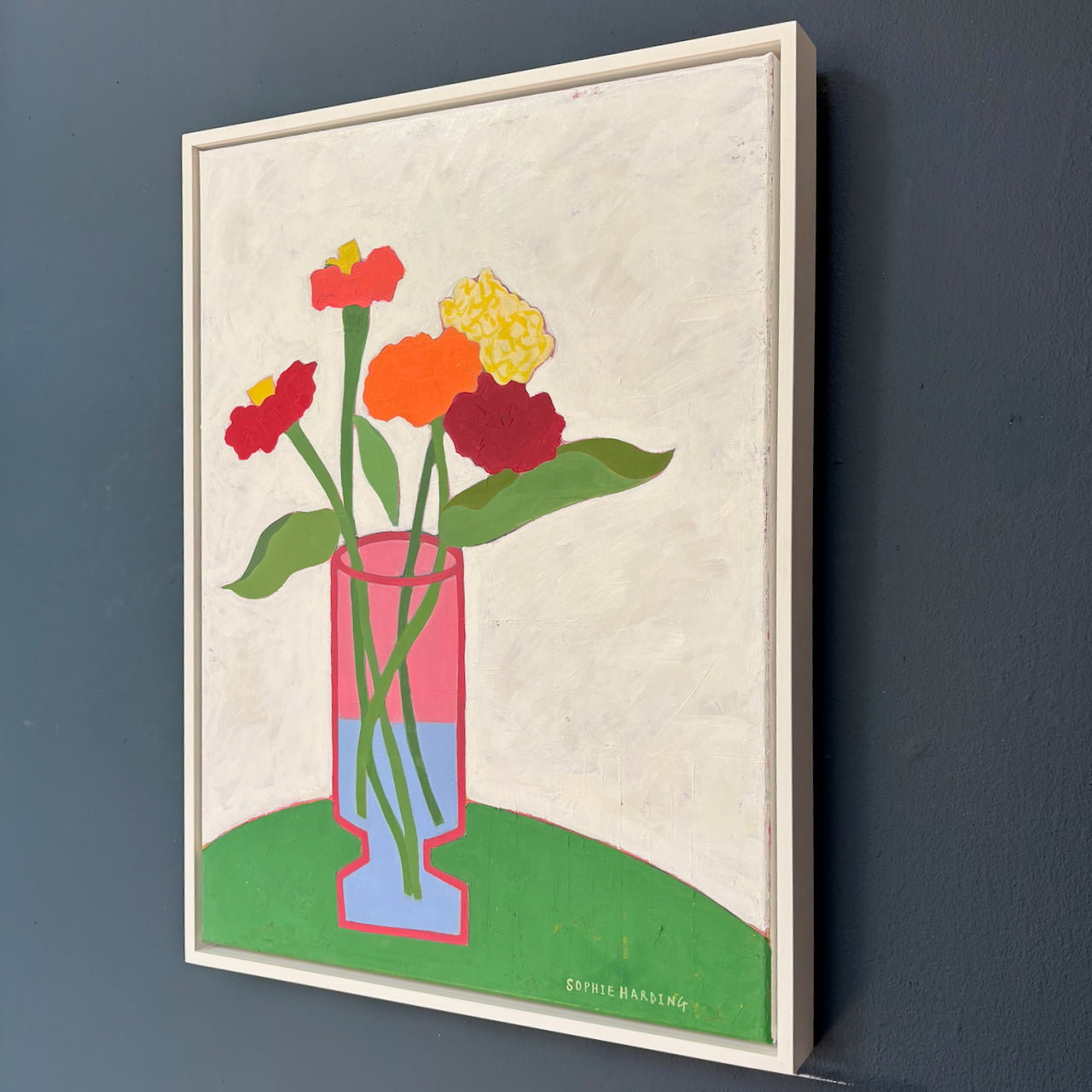 Sophie Harding - Zinnias on a Green Table