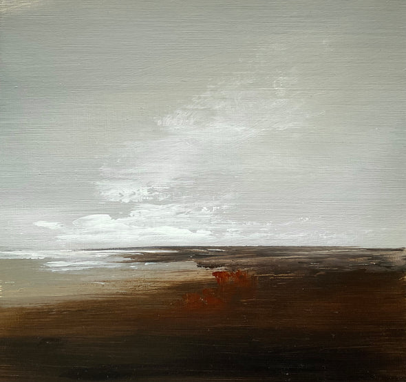 Cornish artist Nicola Mosley seascape of brown and black tones  ocean and clouds