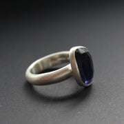 silver ring with dark blue stone by  Cornwall based jewellery designer, Carin Lindberg 