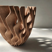 Mid red kelp shaped vessel by artist Michele Bianco