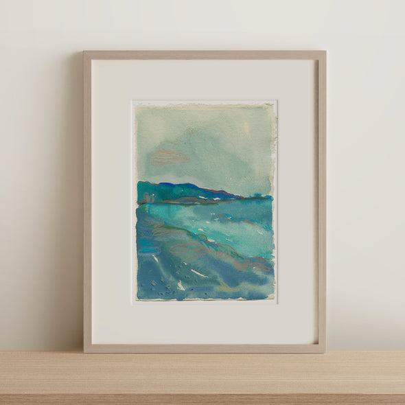 Artist Lucy Innes Williams seascape in tones of turquoise 