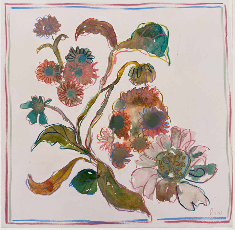 Floral painting in pastel shades by Lucy Innes-Williams